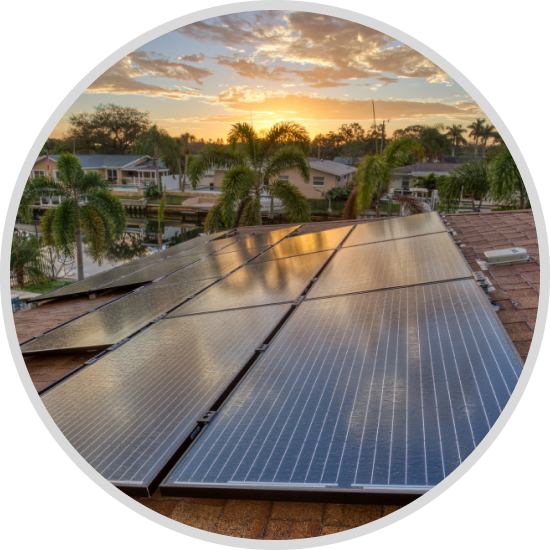 Rooftop solar panels in a tropical environment