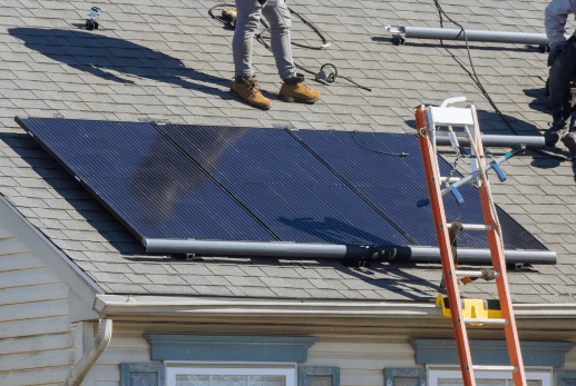 Solar Contractors removing prepairing to remove solar panel from the roof