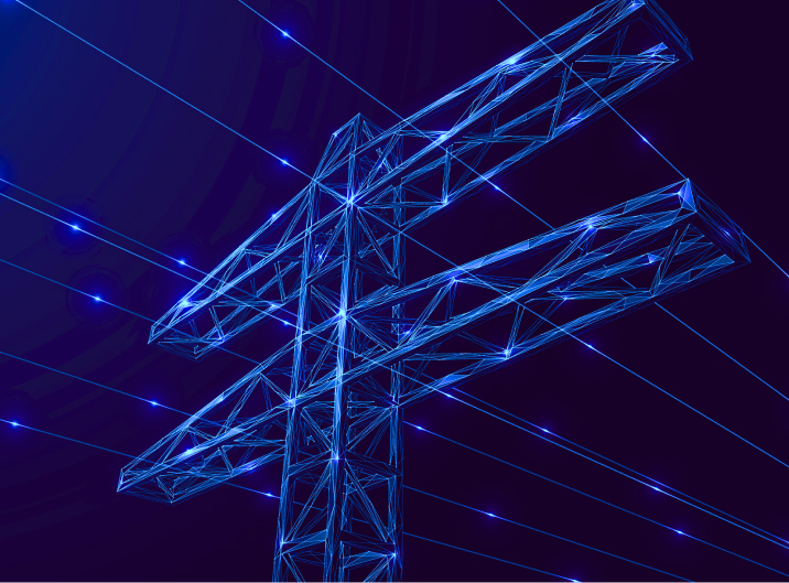 powerlines with electricity running through wires