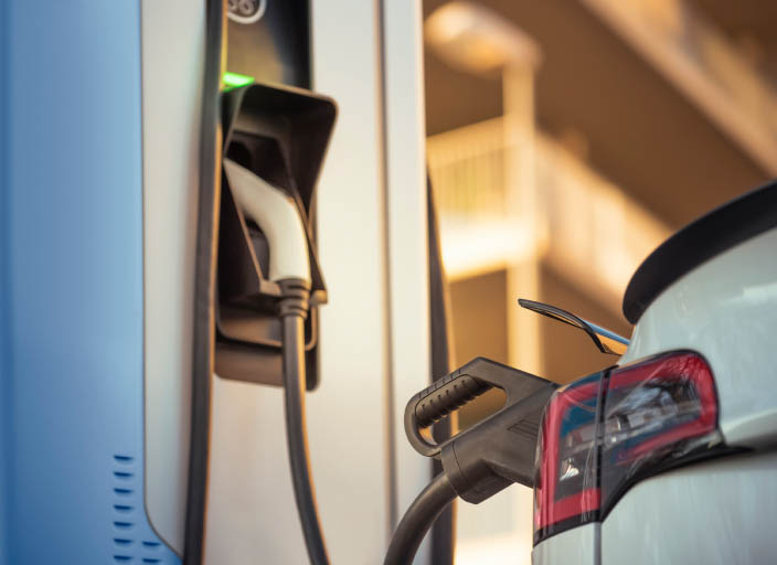 EV charger connected to vehicle